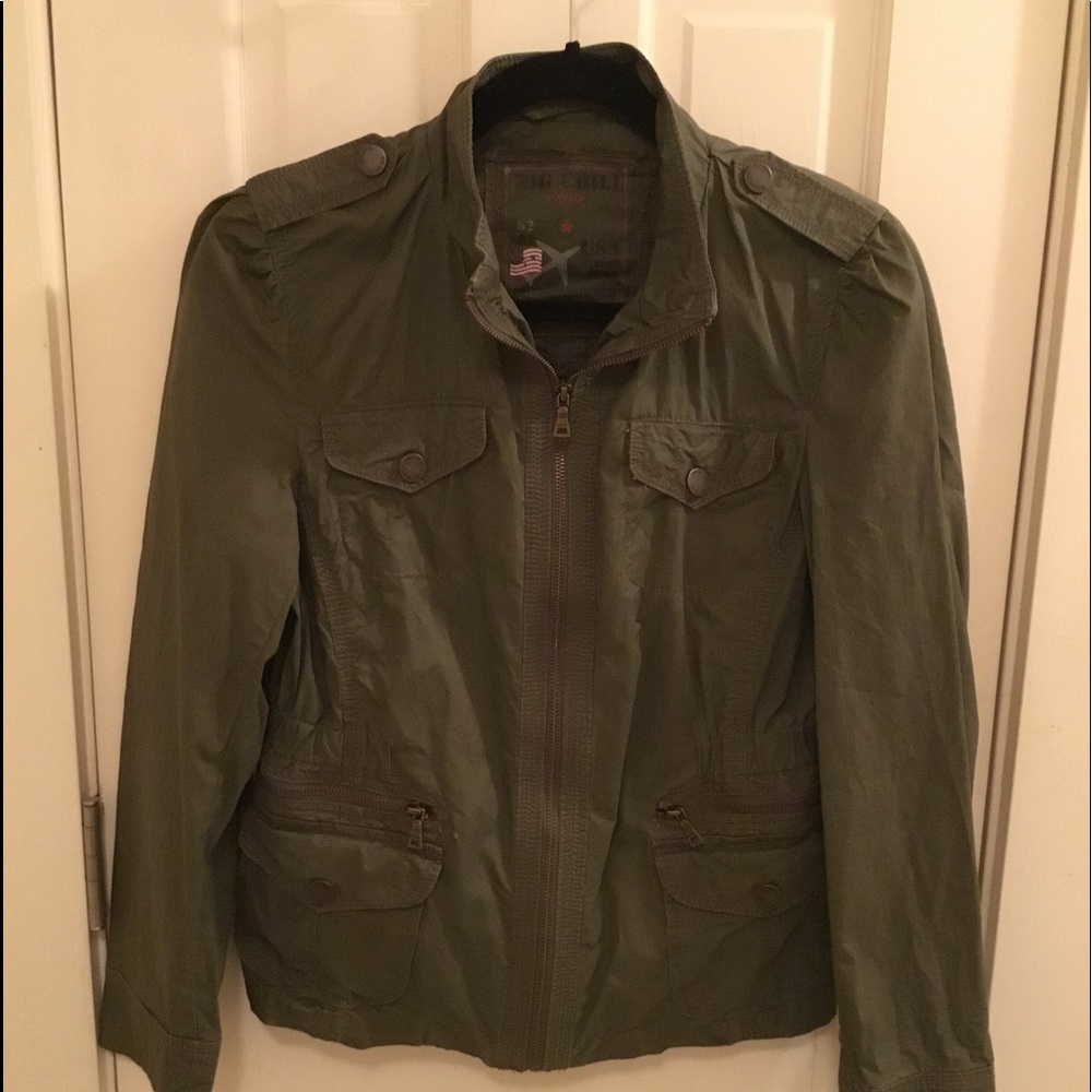 Darling zip-up army green jacket